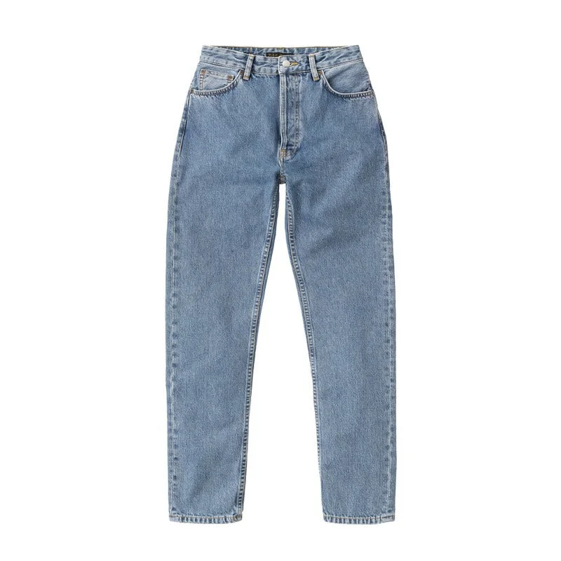 Nudie Jeans Women - Breezy Britt - Simply Blue Trendy Pleated Waist Jeans