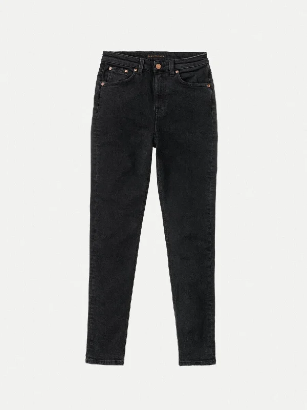 Nudie Jeans Women - Hightop Tilde - Black Coal Stylish High-Waist Jeans