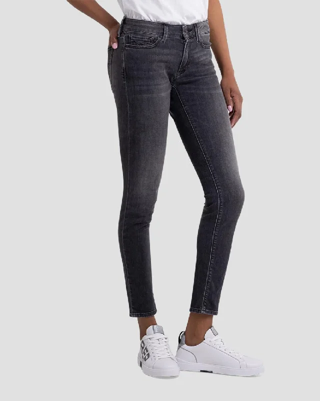 Replay Womens New Luz Skinny Fit Jeans - Medium Grey Comfortable Distressed Straight-Leg Jeans Replay Womens New Luz Skinny Fit Jeans - Medium Grey Comfortable Distressed Straight-Leg Jeans