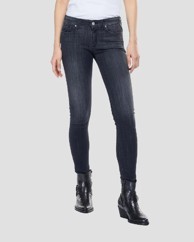 Replay Womens New Luz Skinny Fit Jeans - Washed Black Chic Vintage-Inspired Denim Jeans Replay Womens New Luz Skinny Fit Jeans - Washed Black Chic Vintage-Inspired Denim Jeans