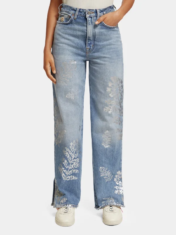 Ripple straight-fit jeans Fashionable Vintage Wash Jeans