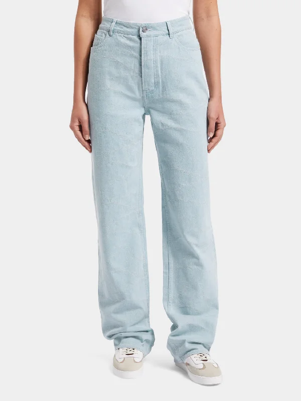 Ripple straight-leg jeans Trendy Button-Up High-Waist Jeans