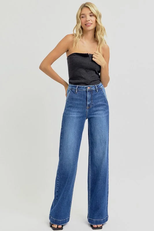 RISEN Full Size High Rise Wide Leg Jeans with Slanted Pockets Cozy Relaxed Fit Jeans RISEN Full Size High Rise Wide Leg Jeans with Slanted Pockets Cozy Relaxed Fit Jeans