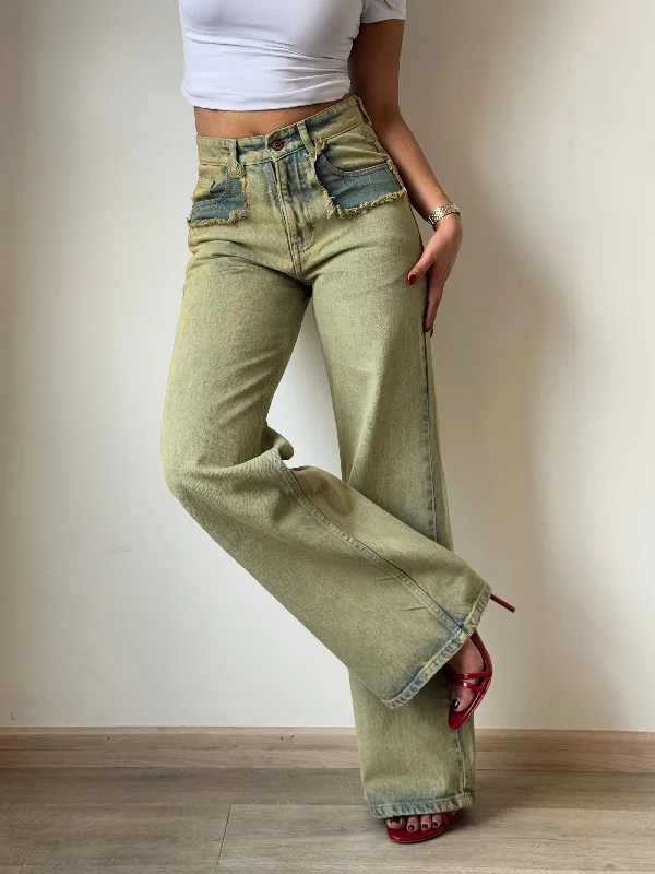 Shanghai Ash Blue Cloud Wide Leg Unisex Jeans Cozy Stretch High-Waist Jeans