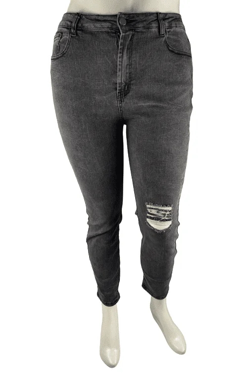Shein women's black stonewashed jeans size 1XL Chic Rolled Cuff Denim Jeans