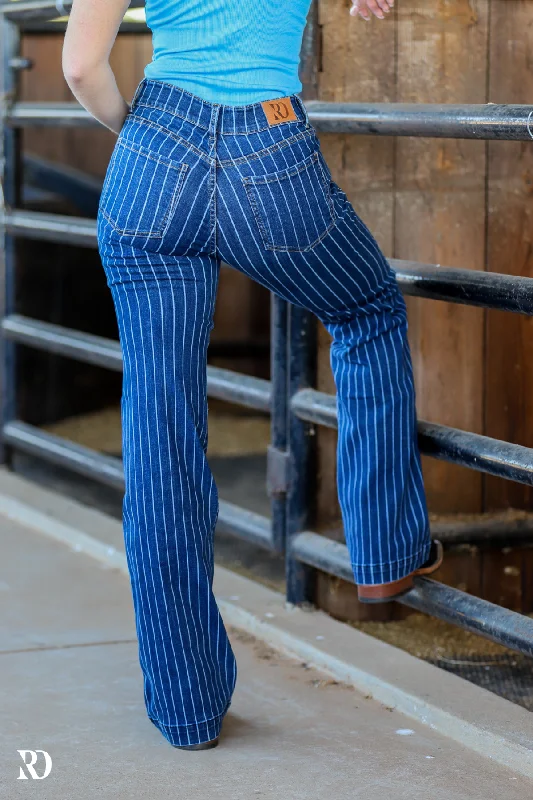 STEVIE PINSTRIPE TROUSER JEANS Fashionable Jeggings Style Jeans