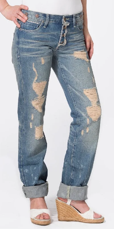 Distressed Stonewash Boyfriend Jeans Casual Distressed Skinny Jeans