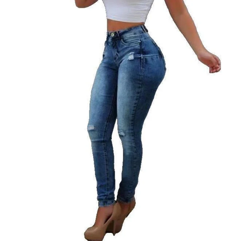 Stretch ripped jeans Stylish Shredded Denim Jeans