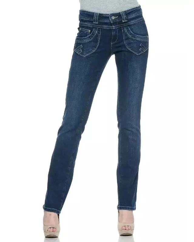 Ungaro Fever Women's Blue Cotton Jeans & Pant - W29 US Elegant Raw Hem Jeans