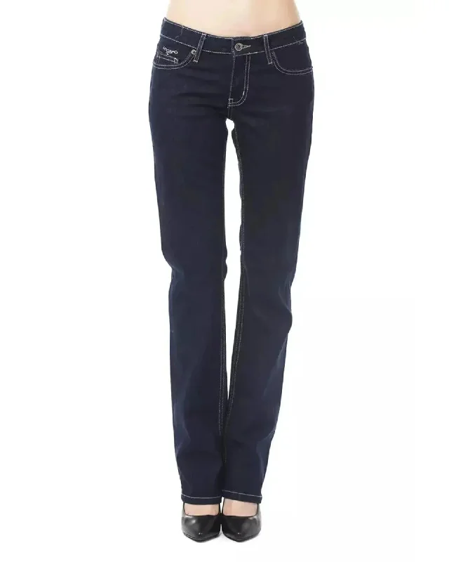 Ungaro Fever Women's Blue Cotton Jeans & Pant - W30 US Chic Rolled Cuff Denim Jeans