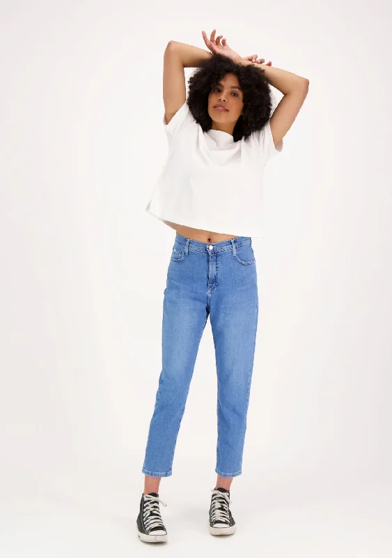 Adele Ankle Length Mom Jeans Blue Stylish High-Waisted Denim