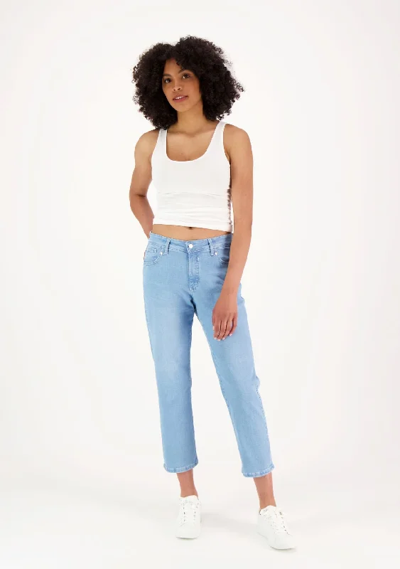 Alice Ankle Length Straight Jeans Blue Trendy Wide-Legged High-Waist Jeans