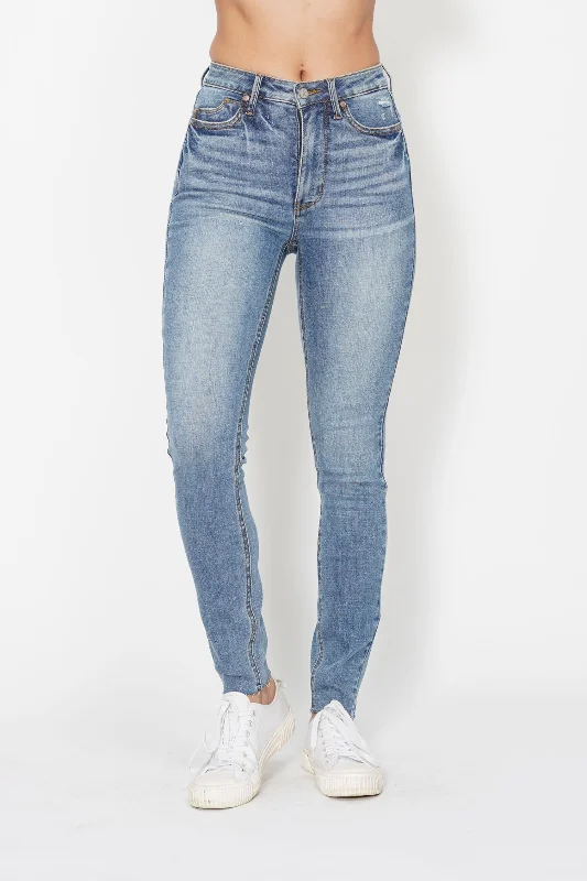 Vintage Shield Skinny Jeans Elegant Dark-Wash Bootcut Jeans