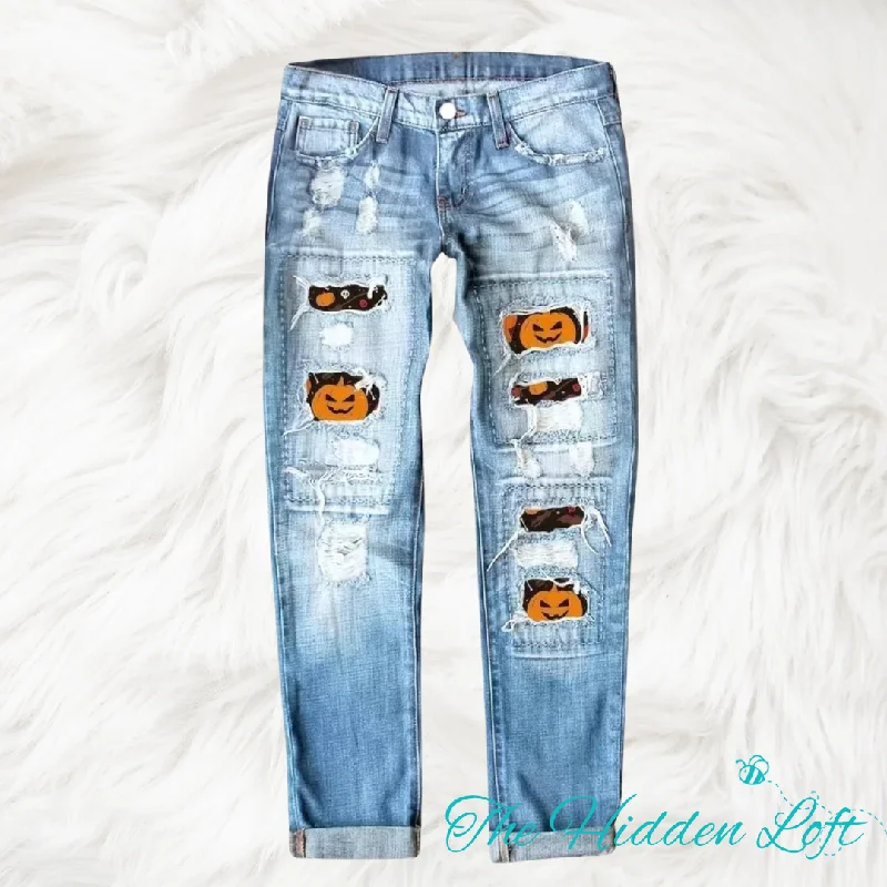 Women’s Halloween Jeans Trendy Acid Wash Skinny Jeans