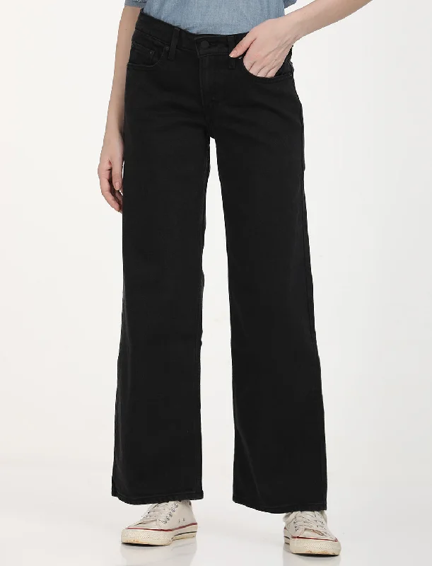 Women's Low Rise Loose Fit Black Jeans Casual Light Wash Jeans