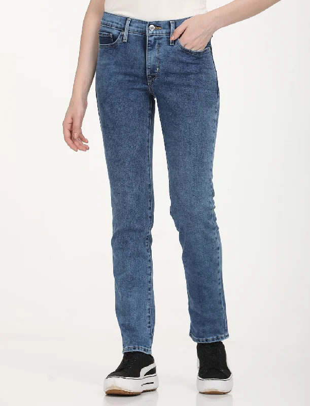 Women's Mid Rise 312 Slim Fit Blue Jeans Casual High-Waisted Bootcut Jeans