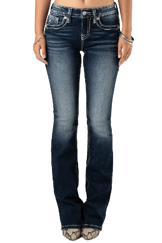 Miss Me Women's Zaggin Bootcut Jeans Classic Button Fly Jeans